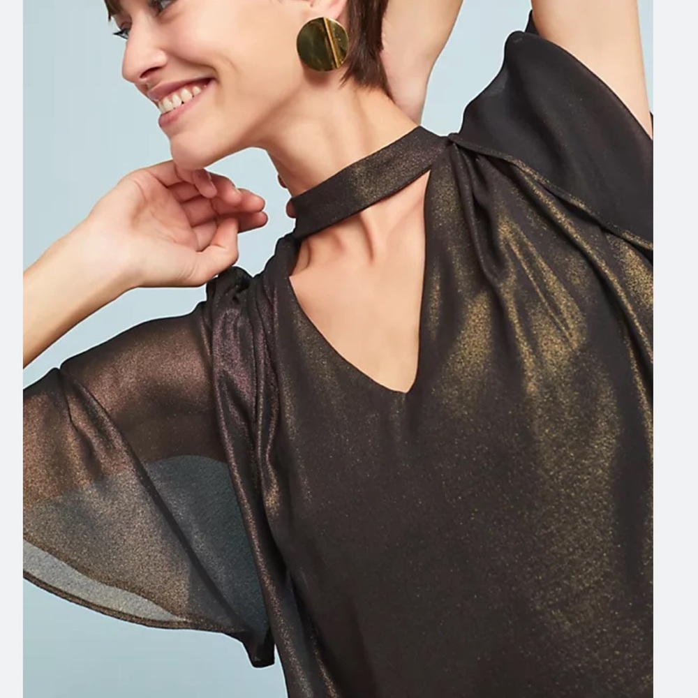 Anthropologie metallic choker top xs nwt